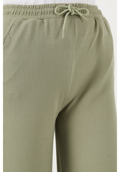 Lela Regular Fit Yüksek Bel Geniş Paça Bayan Pantolon 5865882 Olive