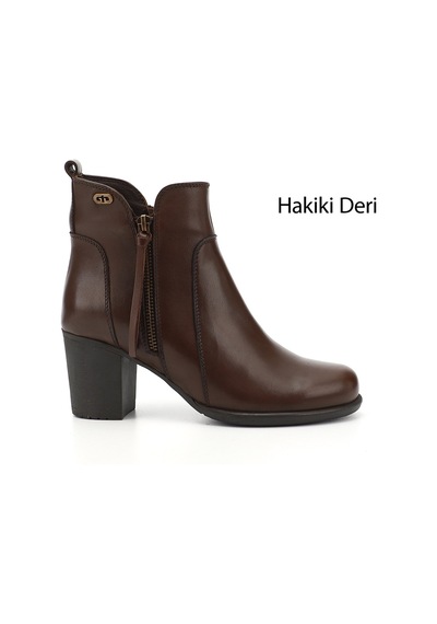 Gönderi(R) Gönderi R Kadın Kahve Antik Fermuarlı Kalın Topuklu Hakiki Deri Bot Gkzb13410406 Kahve
