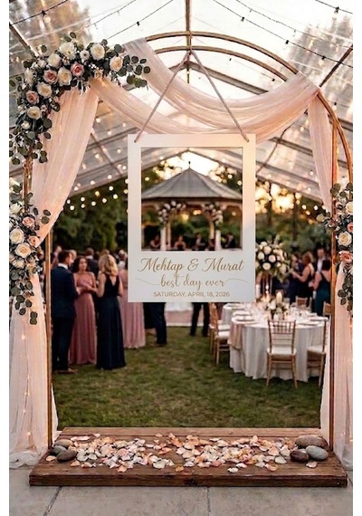 Düğün & Nişan Eğlenceli Fotoblok 70x100 Cm Gold Aynalı Pleksi Yazılı Mdf Pano