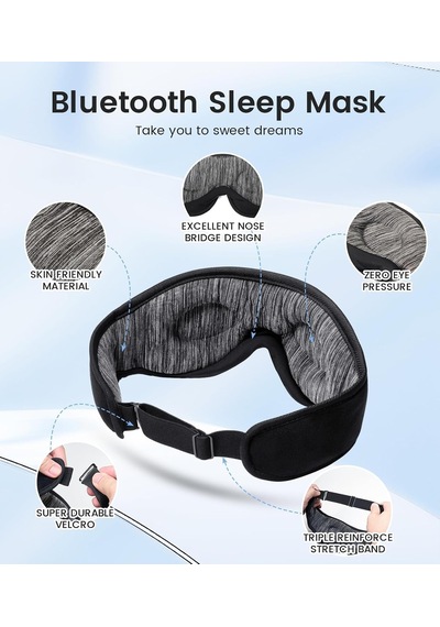 Xmlbayiciniz Bluetooth Uyku Maskesi, Uyku Maskesi, Bluetooth Kulaklıklı Uyku Maskesi, Yan Yatanlar İçin Uyku Kulaklığı, Seyahat Genel