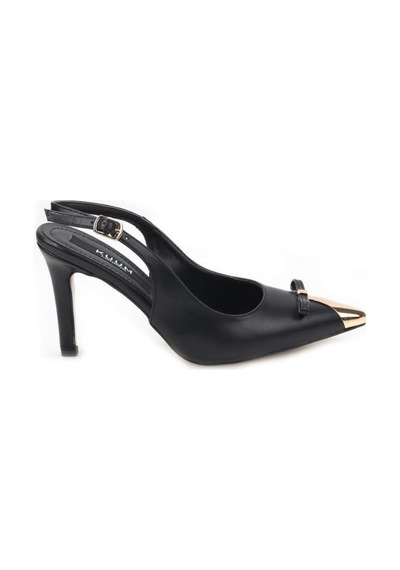 Kuum London K145-25882 Kadın Topuklu Arkası Açık Stiletto Ayakkabı Sıyah