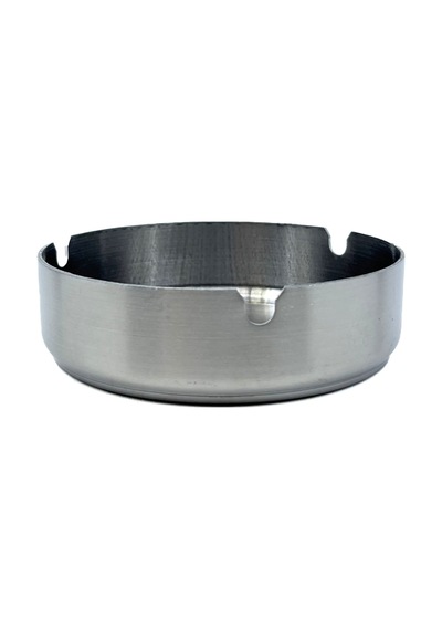 Paslanmaz Çelik Yuvarlak Metal Küllük - Lüks Fırçalanmış Tasarım 10 Cm