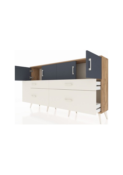 Arges Konsol 2 Raflı 4 Çekmeceli 4 Kapaklı 176x30x99 Çam-antrasit Çam-antrasit/aytaşı Arges Konsol 2 Raflı 4 Çekmeceli 4 Kapaklı 176x30x99 Çam-antrasit Çam-antrasit/aytaşı