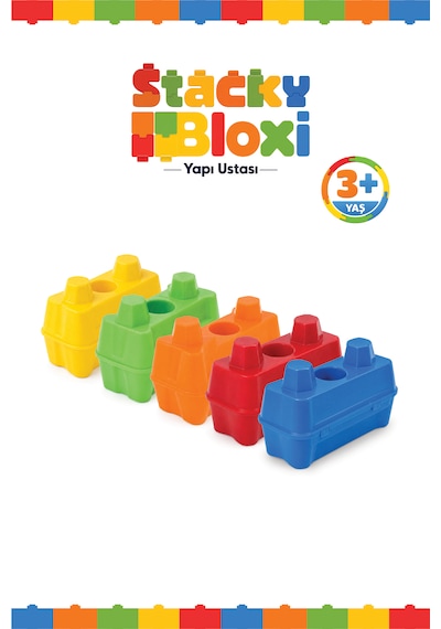 Stacky Bloxi Yapı Ustası 20 Li Blok Ve Saklama Kutusu Seti Üst Üste Dizilebilir 3+ Yaş