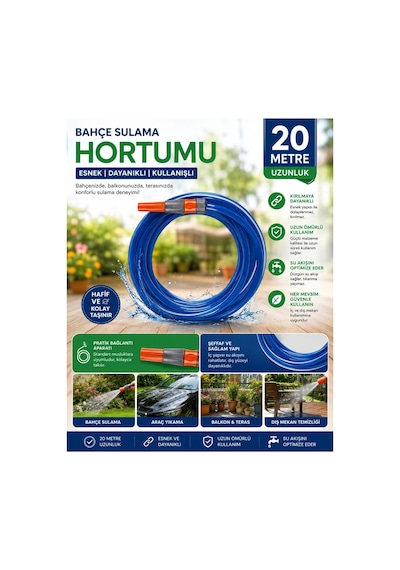 Tabanca Sulama Hortum. Araba Yıkama Bahçe Sulama Balkon Yıkama Hortumu 20 Metre
