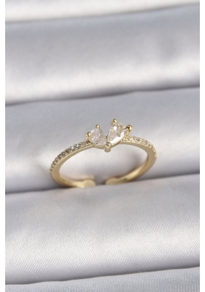 Pirinç Renk Ayarlanabilir Zirkon Taşlı Kalp Model Kadın Yüzük Diğer 31569793