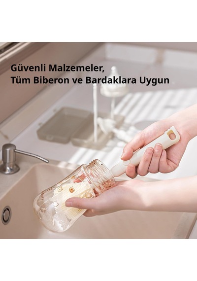 Valkyrie Seyahat Biberon Temizleme Seti Silikon Fırça Emzik Pipet Fırçası Saklama Kutulu Gri