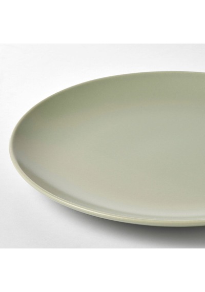 Tabak Seti, Mat Yeşil, 26 Cm, 4 Adet Açık Gri