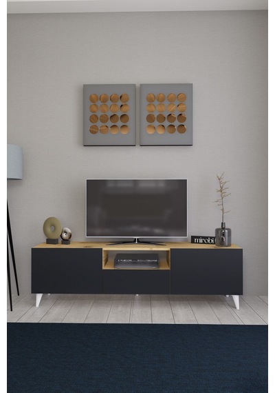 Bravix Modern Tv Ünitesi 3 Bölmeli Tv Sehpası Gövde Çamkapakl... Atlantik Çam - Antrasit Bravix Modern Tv Ünitesi 3 Bölmeli Tv Sehpası Gövde Çamkapakl... Atlantik Çam - Antrasit
