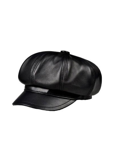 Tezzgelsin Unisex Vintage Vegan Deri Kasket Şapka Siyah