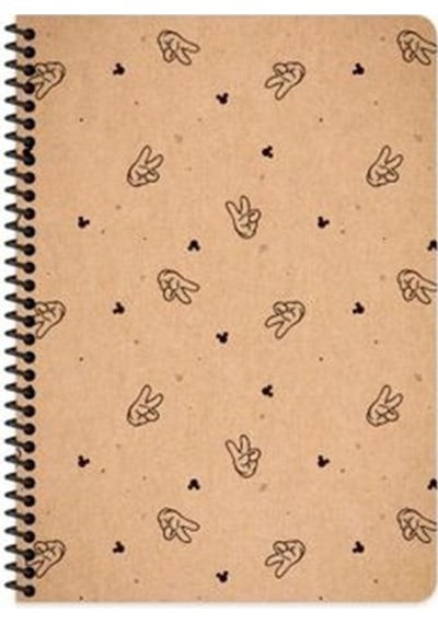 Mickey Mouse 16x22 Cm Çizgisiz Defter Beyaz Sayfa Kraft Kapak 80 Sayfa K1