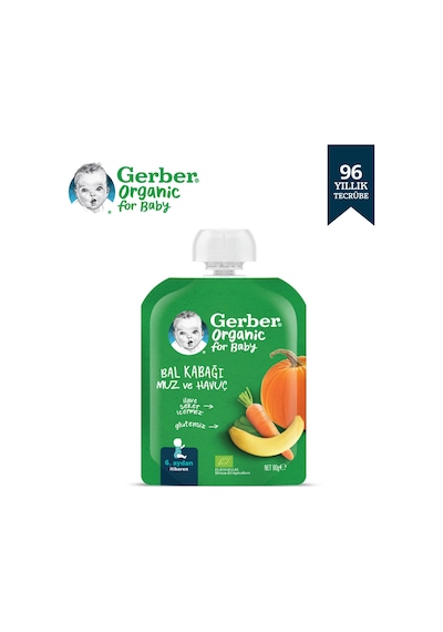 Gerber Organik Muzlu ve Havuçlu Balkabağı Püresi 90 G