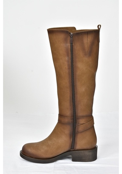 Fox Shoes Vizon Kısa Topuklu Günlük Kadın Çizme G674240109
