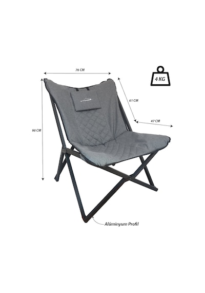 Campout Abant Kamp Sandalyesi Gri
