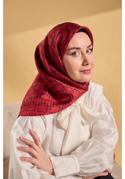 Silk Home Twill İpek Eşarp Zincir Kırmızı Çok Renkli