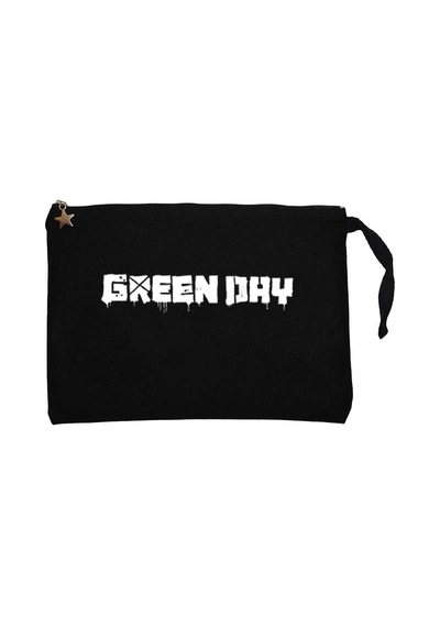 Green Day Text Siyah Clutch Astarlı Cüzdan / El Çantası