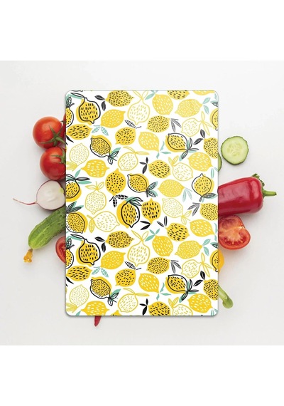 Tr Cam Kesme Tahtası Ve Sunumluk Limon Desenli 30x40 Cm Diğer