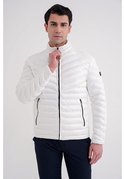 Slim Fit Hakim Yaka Yan Cepli Kaz Tüyü Beyaz Şişme Mont Mt 176 Beyaz