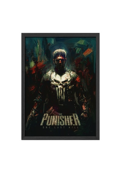 Punisher Siyah Ahşap Çerçeveli Poster, Dekoratif Film Duvar Tablosu