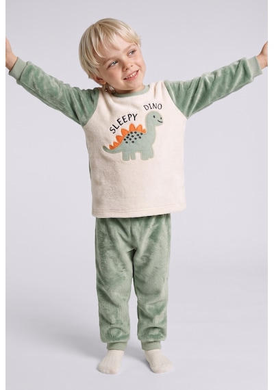 Defacto Dinozor Baskılı Pelüş 2li Pijama Takımı Erkek Bebek I2368a526cwkh434 Haki-kh434