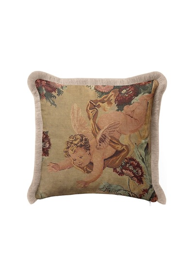 Barok Melek Motifli Saçaklı Yastık Kılıfı - Klasik Vintage Rustik Krem Püsküllü Kırlent Kılıfı Batımı Saks Mavisi Barok Melek Motifli Saçaklı Yastık Kılıfı - Klasik Vintage Rustik Krem Püsküllü Kırlent Kılıfı Batımı Saks Mavisi