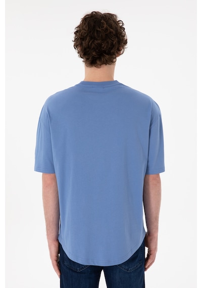 U.S. Polo Assn. Erkek Long Fit Bisiklet Yaka Koyu Mavi Basic Tişört 50305988-VR032