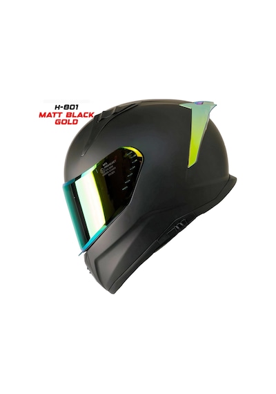 Mts M-801 Gold Camlı Güneş Vizörlü Kask Mat Siyah