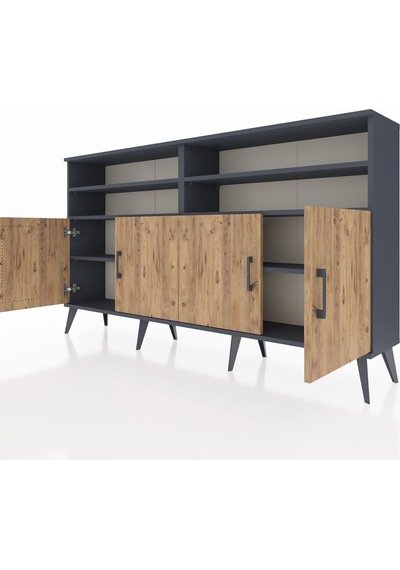 Arges Konsol 6 Raflı 4 Kapaklı 176x30x99 Antrasit-çam Antrasit-çam Arges Konsol 6 Raflı 4 Kapaklı 176x30x99 Antrasit-çam Antrasit-çam