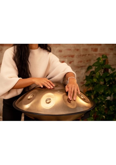 Meinl Sonic Energy Hpstl90 Stainless Steel D Kurd 9 Note Handpan Vintage Gold
