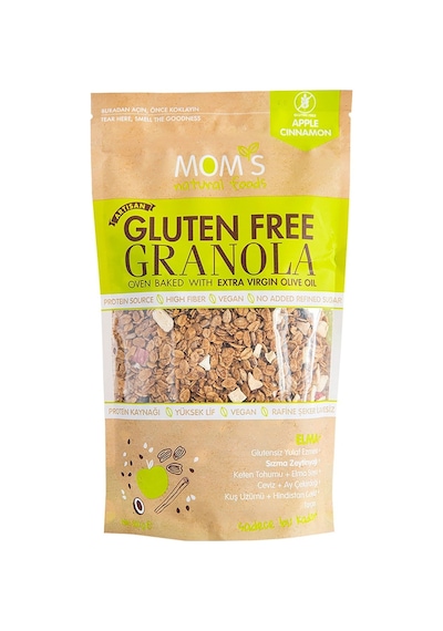 Moms Natural Glutensiz Granola Elma Tarçın 300 G - Vegan Yüksek Lif 2'li Ekonomik Paket - 2 Ade Tarı