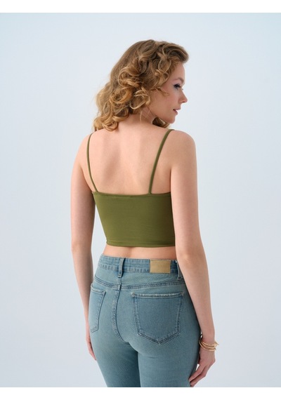 Crop Kadın Top Haki