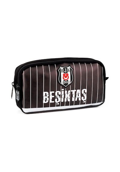 Beşiktaş Suni Deri Üzerine İnce Çubuk Desenli Erkek Çocuk İki Bölmeli Kalem Çantası - Me25355 Çok Renkli