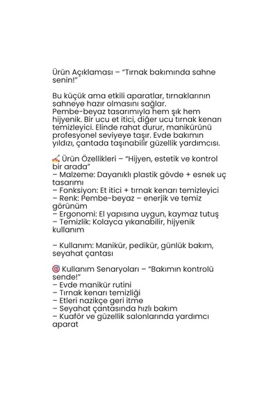 Tırnak Temizleyici Ve Et Itici Ergonomik, Hijyenik Bakım Aparatı 722277 Tek Renk