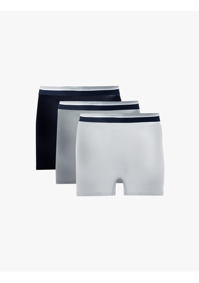 Koton Şerit Detaylı Pamuklu 3'lü Boxer Seti Lacivert 6slm90041mk