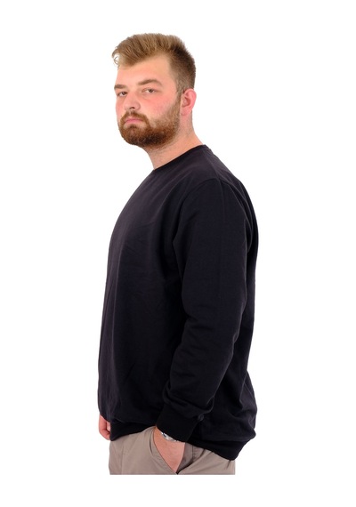 Mode Xl Büyük Beden Erkek Basic Sweatshirt Bisiklet Yaka Recycle B24529 Siyah Siyah