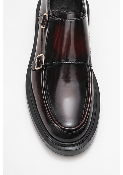 Dericlub Erkek Kemerli Loafer Ayakkabı Gerçek Deri T575 Bordo