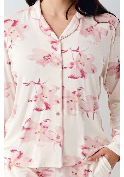 Pierre Cardin 9056 Kadın Uzun Kollu Gömlek Pijama Takımı-krem Krem