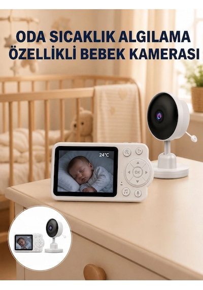 Mey Najmaddin Sıcaklık Sensörlü Güvenli Bebek Kamerası İki Yönlü Ses Yeni Nesil Najmaddin