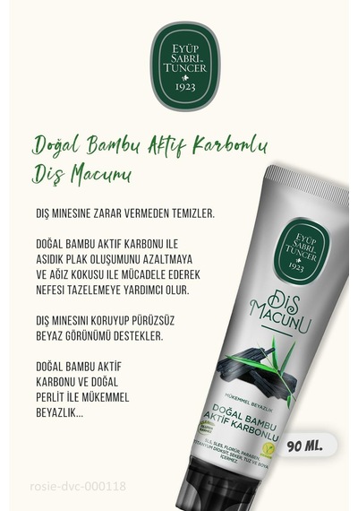 Eyüp Sabri Tuncer Bambu Karbonlu Diş Macunu 3 x 90 ML + Rosie Pamuk 60'lı