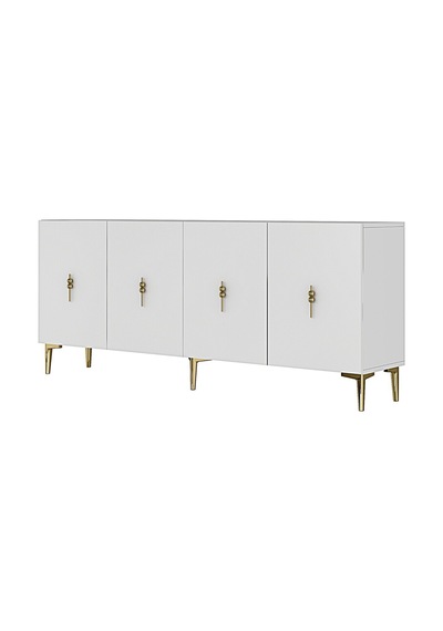 Ka1812bg Salkım Konsol Ve Tv Sehpası Beyaz-gold 180cm Beyaz - Altın