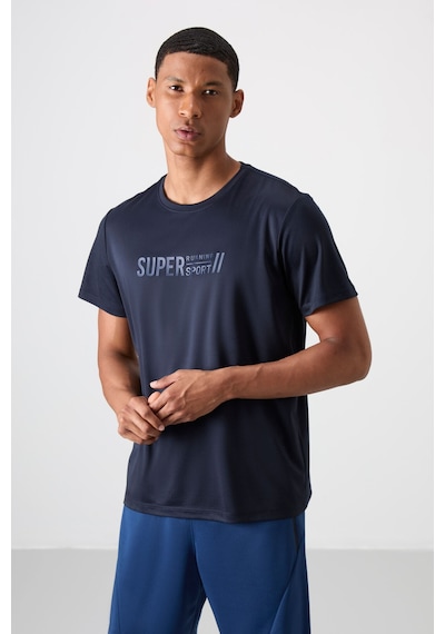 Tommy Life Lacivert Polyester Nefes Alan Dokulu İnce Esnek Standart Fit Erkek Performans T-shirt - 88385 Lacivert