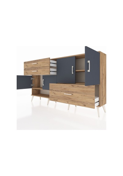 Arges Konsol 3 Raflı 3 Çekmeceli 4 Kapaklı 176x30x99 Çam-antrasit Çam-antrasit/çam Arges Konsol 3 Raflı 3 Çekmeceli 4 Kapaklı 176x30x99 Çam-antrasit Çam-antrasit/çam