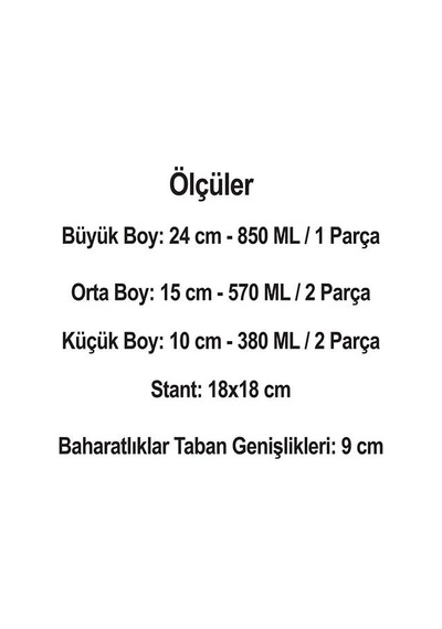 Cam Baharatlık Seti Döner Standlı Baharat Takımı 6 Parça Rena Gri - Şeffaf