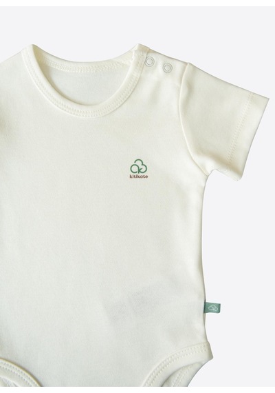 Kitikate Organik New Basic Uzayan Kısa Kol Body Bebek Boy Ekru Ekru