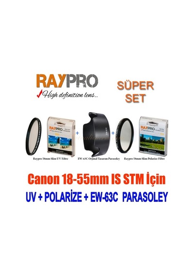 Raypro 58Mm Hd Slim Uv + Polarize Filtre + Ew-63C Parasoley Seti Raypro 58Mm Hd Slim Uv + Polarize Filtre + Ew-63C Parasoley Seti
