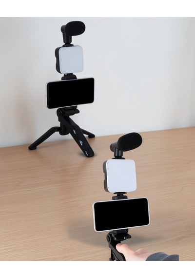 Telefon Tutucu Vlog Video Kiti Mini Led Işıklı Standart