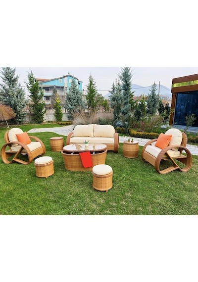 Monalin Home Garden Helix 5 Kişilik Ekstra Lüks Rattan El Örgüsü Bahçe & Balkon & Teras Oturma Grubu Minderli & Camlı Oturma Grubu Krem Monalin Home Garden Helix 5 Kişilik Ekstra Lüks Rattan El Örgüsü Bahçe & Balkon & Teras Oturma Grubu Minderli & Camlı Oturma Grubu Krem