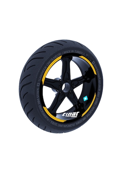 Double Stripe Tasarımlı Taksi Sarısı Jant Şeridi Sticker Çınar Extreme