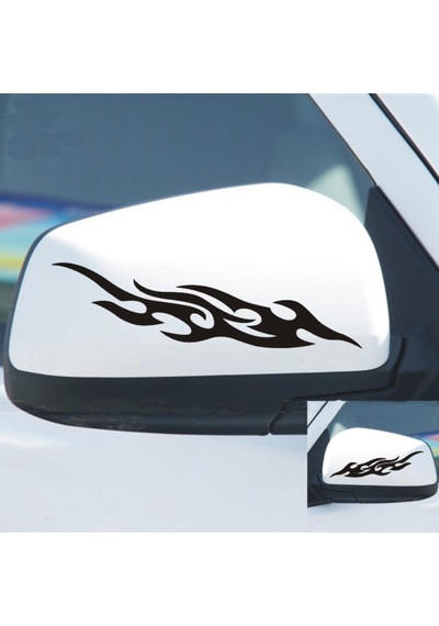 Yan Aynalar Için Alev Desenli Sticker Yapıştırma