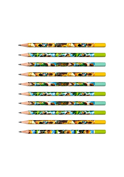 Mcraft Desenli Üçgen Fatih Kurşun Kalem 12 Adet Çok Renkli